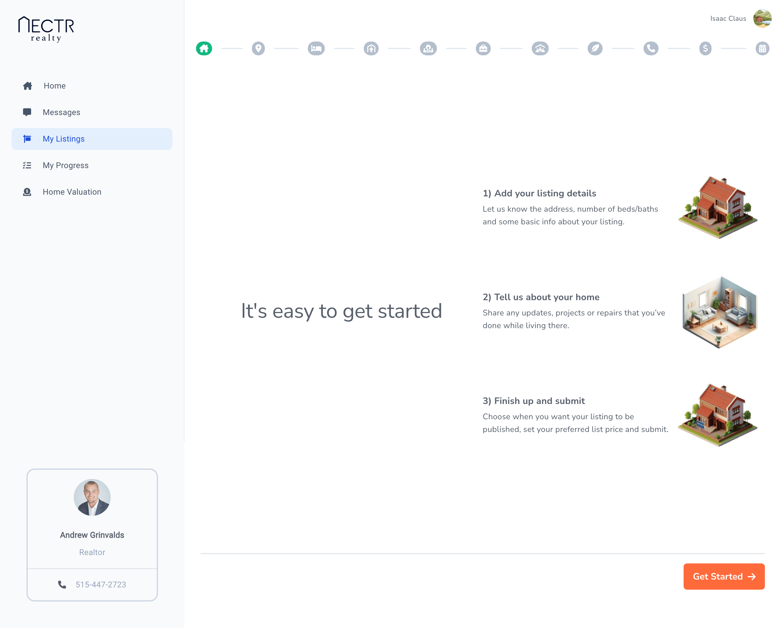 Create listing screen